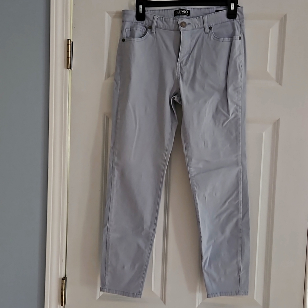 Light blue, mid rise, stretch skills, ankle grazer